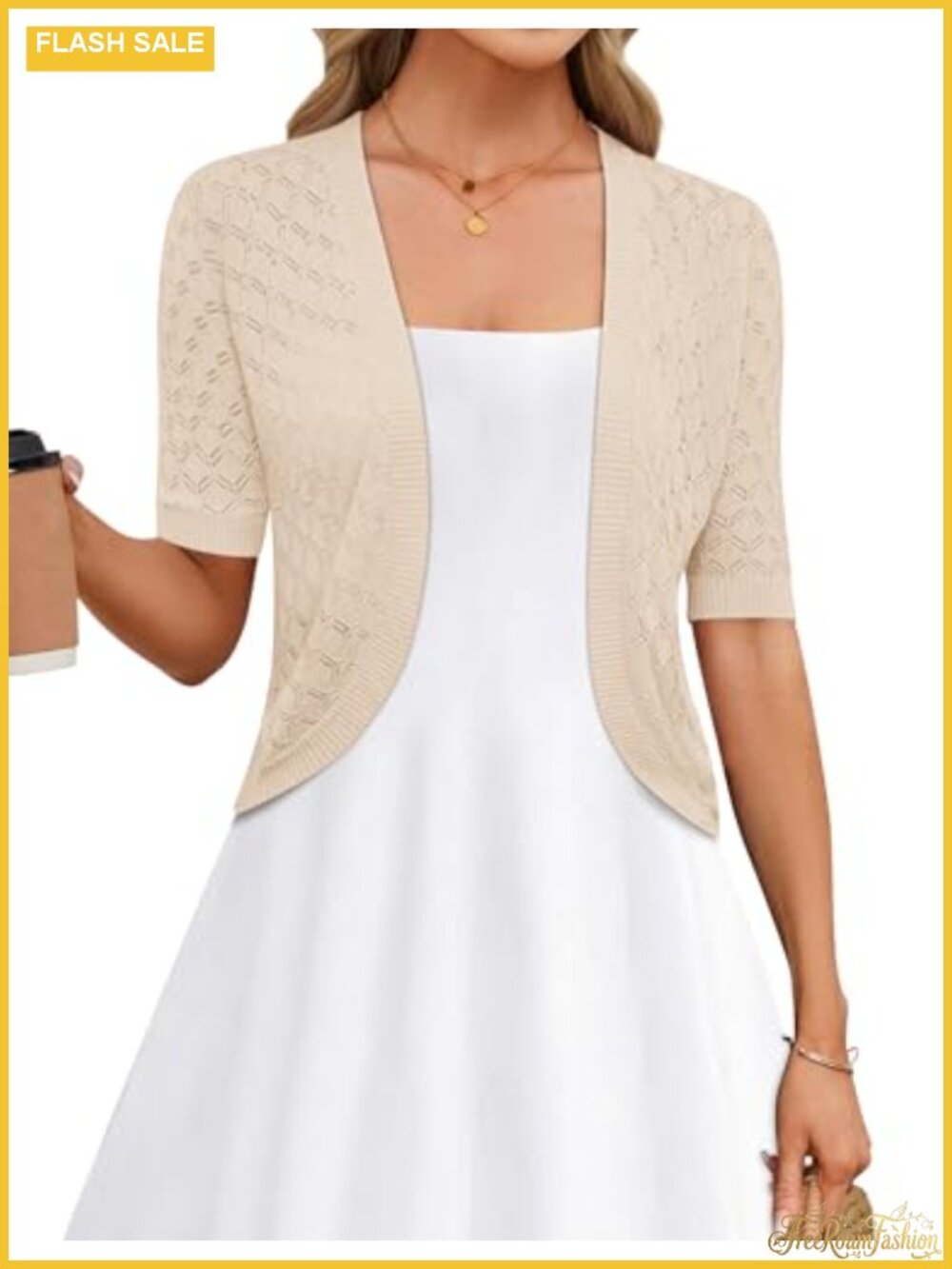 Womens Cropped Cardigan Bolero Shrug Open Front Lightweight Short Sleeve Knit